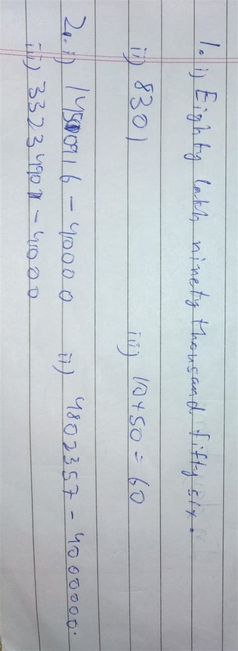 Chapter - 1 (Knowing Our Numbers)1. Fill in the blanki) The number name ...