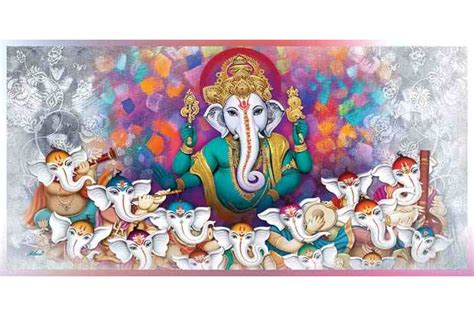 Modern ganesha painting large Ganpati paintings W015