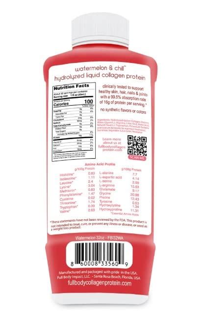 Buy FULL BODY IMPACT Liquid Collagen Protein w/BCAAs - 16,000mg (16g ...