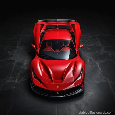 a red ferrari sf90 stradale in a complete black background without any ...