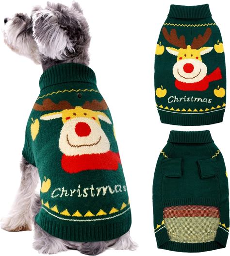 Amazon.com : Kuoser Christmas Dog Sweater, XS Reindeer Pattern Doggy ...