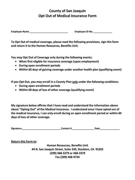 Fillable Online Opt Out of Medical Insurance Form Fax Email Print ...