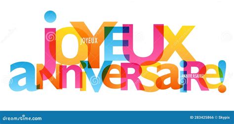 Joyeux Anniversaire! Happy Birthday In French Cartoon Vector ...