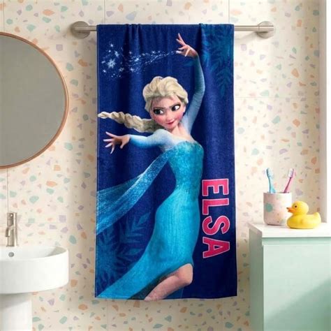 Athom Living Disney Frozen Elsa (Blue) Kids Cotton Bath Towel – Soft ...