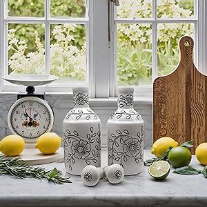 Kraftlik Handicrafts Ceramic Oil Dispenser Gol | Pack of 2 | White ...