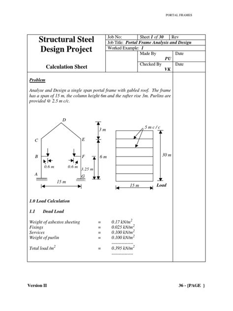 Image result for Portal Frame Design Example