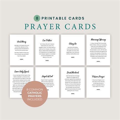 Catholic Prayer Cards: 8 Printable Prayers Bundle (PDF) - Etsy