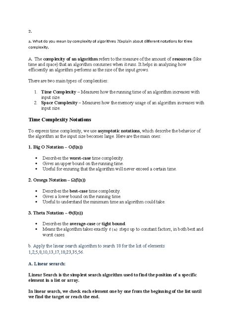 DS MID1 KEY - Complexity of Algorithms and Linked List Operations - Studocu