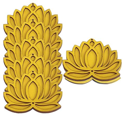 Buy MyGiftyShop Yellow Lotus Shape MDF Wood Cutouts (Set of 6) - for ...