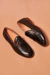 Buy Black Motivo Nero Riveto Loafers For Men by Dmodot Online at Aza ...