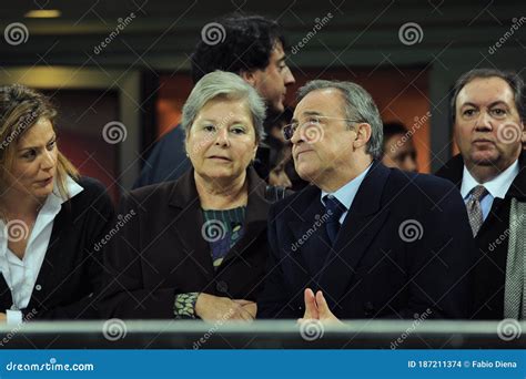 Florentino Perez, President of Real Madrid, with His Wife Maria De Los ...