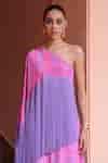 Buy Purple Crepe Fringe Asymmetric Sangaria Tassel Embroidered Dress ...