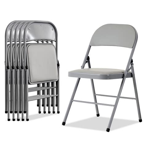 Karl home 6 Pack Grey Folding Chairs with Padded Seats for Outdoor ...