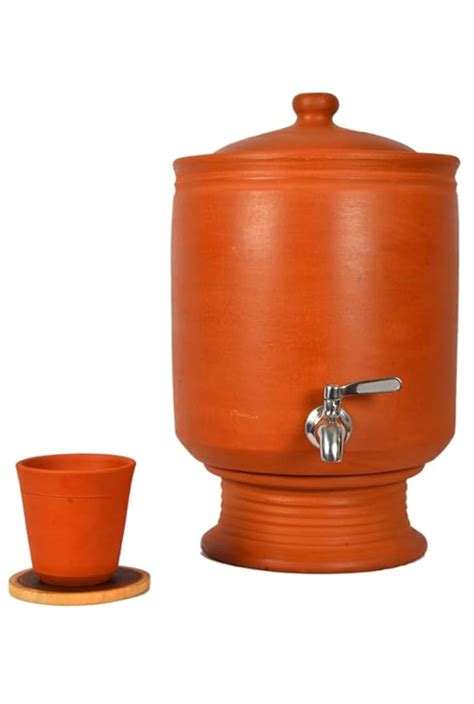 Buy Village Decor Preseasoned Terracotta Water Pot with Free Lid,Stand ...
