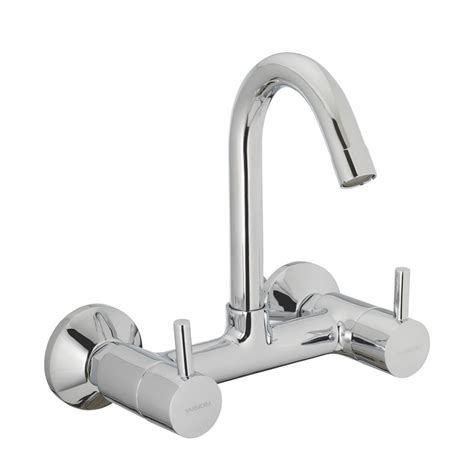 Varmora Fontana Pro Sink mixer with swivel spout & wall flanges wall ...