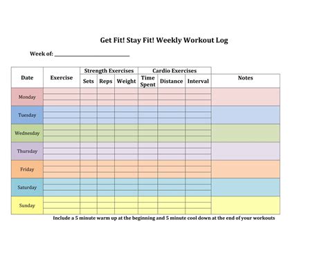 Exercise Template Excel 的图像结果