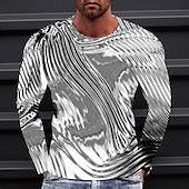 Men's Graphic Optical Illusion Metallic Shirt T Shirt Long Sleeve T ...