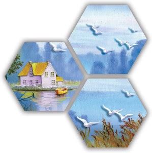 Art Amori Landscape art 3 piece Haxagon MDF Painting Digital Reprint 17 ...