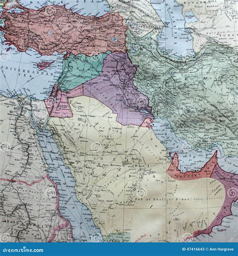 Old 1945 Map of Saudi Arabia Including Iran. Stock Illustration - Illustration of maps, road ...