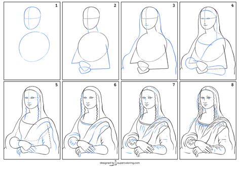 How to Draw Mona Lisa like Leonardo Da Vinci Easily | Free Printable ...