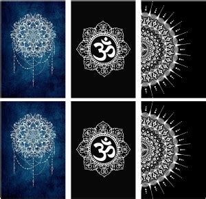 Set of 6 posters rolled in a tube with Ethnic design on blue pattern ...