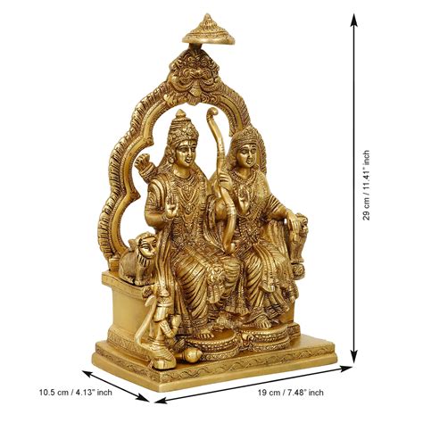 Golden Lord Ram, Sita & Hanuman Handcrafted Brass Figurine – eCraftIndia
