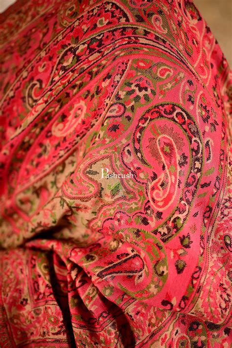 Pashtush Mens Ethnic Weave Stole, Rich Garden, Pink And Beige ...