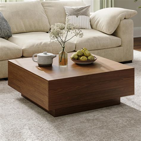 Amazon.com: POVISON Modern Square Coffee Table with Storage, 35.43 ...