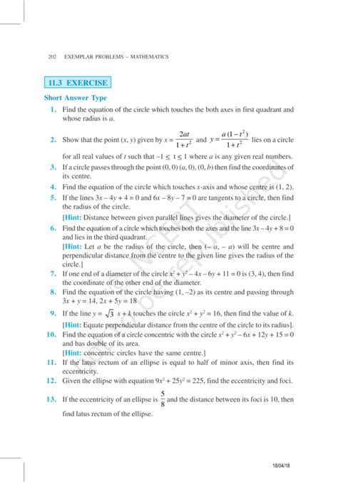 NCERT Exemplar Class 11 Maths Chapter 11 - Conic Sections
