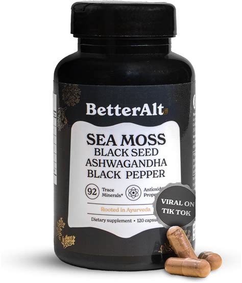 Amazon.com: Better Alt Seamoss Capsules- Irish Sea Moss with Black Seed Oil, Ashwagandha & Black ...