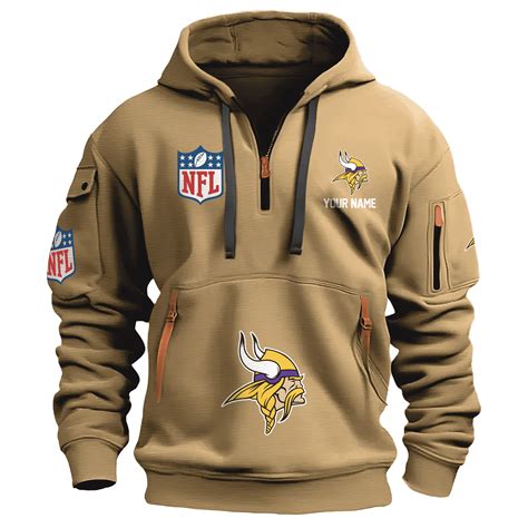 Minnesota Vikings Premium NFL Quarter Zip Hoodie - Hearthtops Store