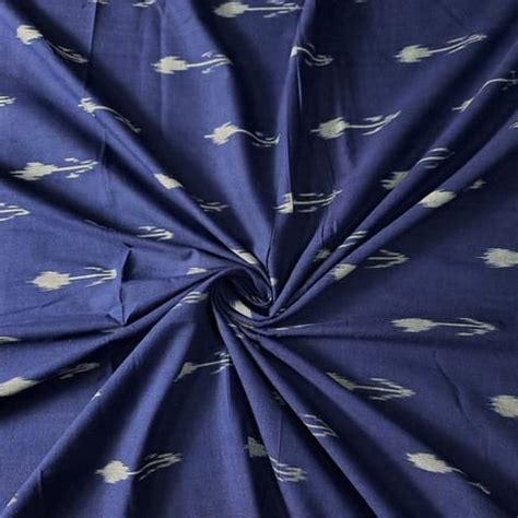 Premium Navy Blue Colour Cotton Ikat Fabric Fabric for Designers ...