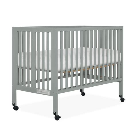 Dream On Me Quinn Full-Size Folding Crib in Cool Grey, Removeable ...