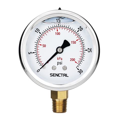 Amazon.com: SENCTRL 0-30 PSI Glycerin Liquid Filled Low Pressure Gauge ...