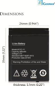 R3 GERMAN 3.7V 380mAh battery for Smart watch AYYC-Y1 Battery - R3 ...