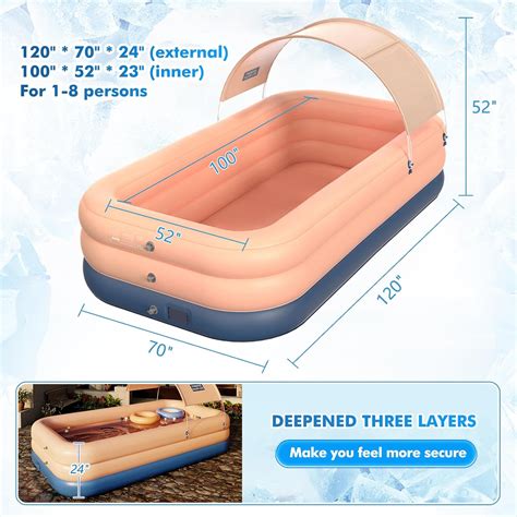 RISESOL Inflatable Swimming Pool with Canopy 120* 70* 24 India | Ubuy