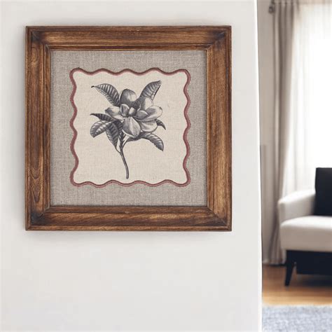 BOTANICAL wall art, Frangipani motif with teak wooden frame, 12X12 inc
