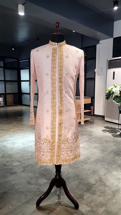 Hilo Design Men Off white embroidered sherwani – HILO DESIGN