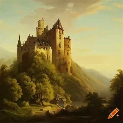 German castle landscape painting by thomas cole on Craiyon