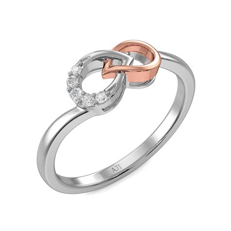 Joyalukkas 950 Platinum Two Colour Gold and Diamond Ring for Girls ...