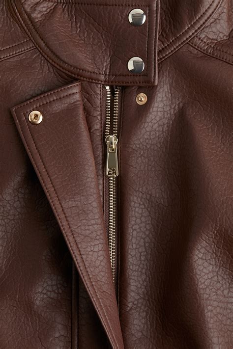Oversized coated jacket - Dark brown - Ladies | H&M IN
