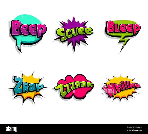 Lettering beep, zrap, wow noise. Comic text logo sound effects. Vector ...