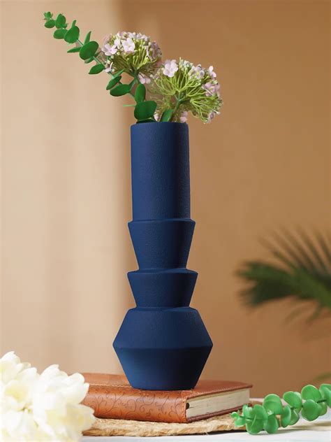 Buy TIED RIBBONS Decorative Ceramic Flower Vase Pot (Blue, 31 cm x 12 ...