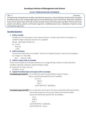 C programming complete notes - LECTURE NOTE on PROGRAMMING IN “C ...