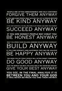 Quote By Mother Teresa "Forgive Them Anyway" Poster HD Poster Art ...
