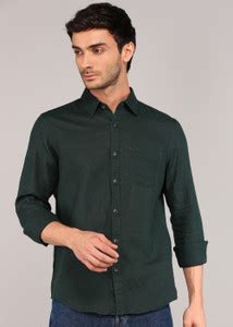 WROGN Men Solid Casual Green Shirt - Buy WROGN Men Solid Casual Green ...