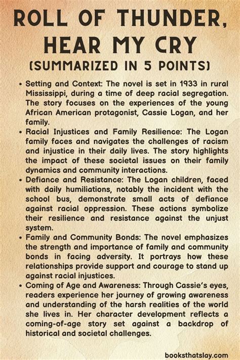 Roll of Thunder, Hear My Cry Summary and Key Themes