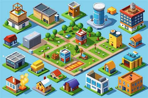 Isometric cityscape with houses buildings and park in 3d | Premium AI ...