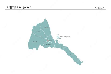Premium Vector | Eritrea map on white background map have all province and mark the capital city ...