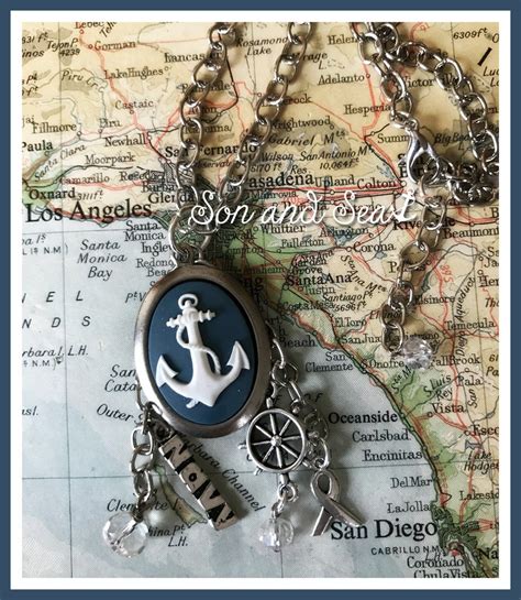 Navy Anchor Cameo Charm Necklace by Son and Sea Free Shipping | Etsy